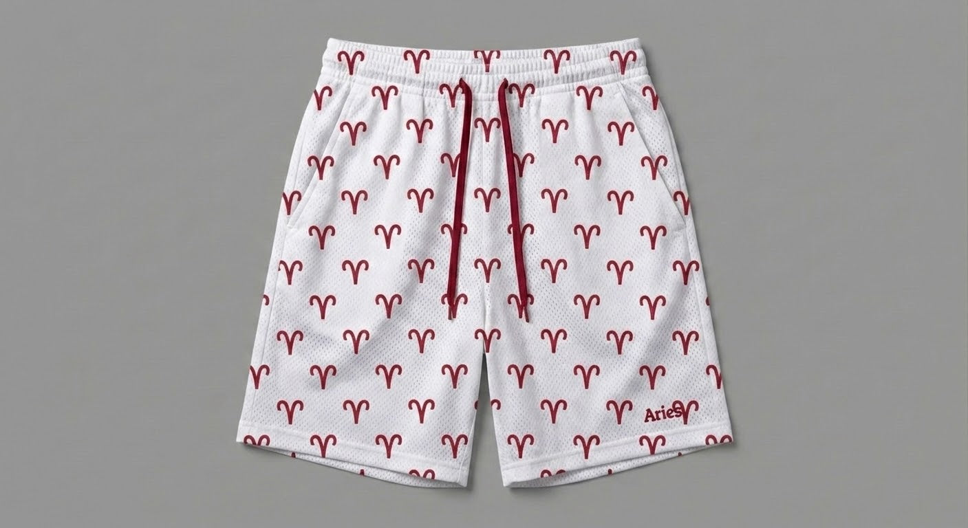 Zodiac Print Basketball Shorts